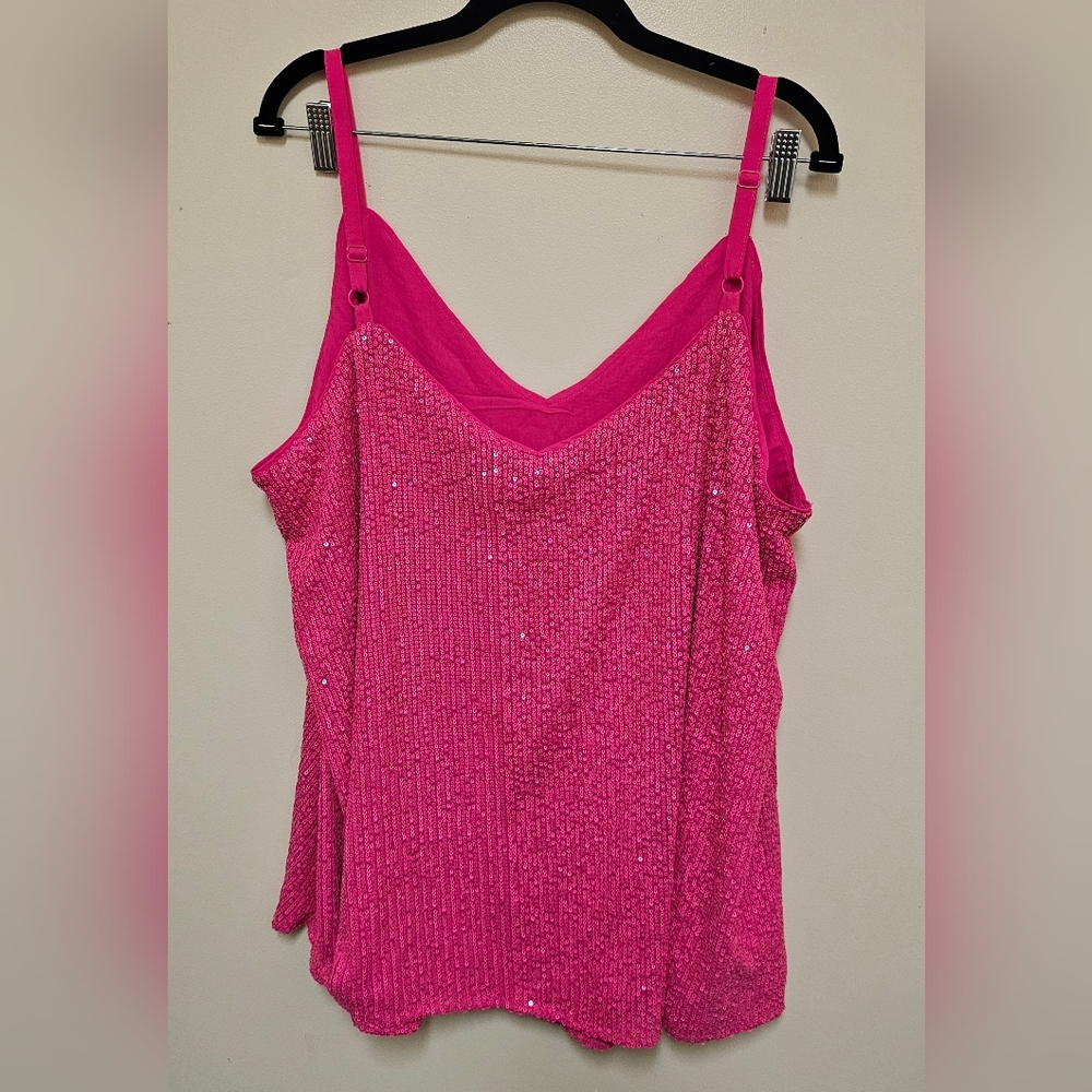 Torrid Sophie Sequin Swing Cami Size 2X Color Pink Glo (Hot Pink) NWOT - Picture 4 of 10
